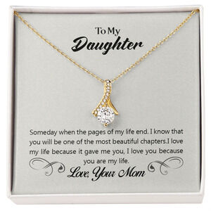 To My Daughter Someday from Mom Ribbon Necklace Gold Tone Standard Box
